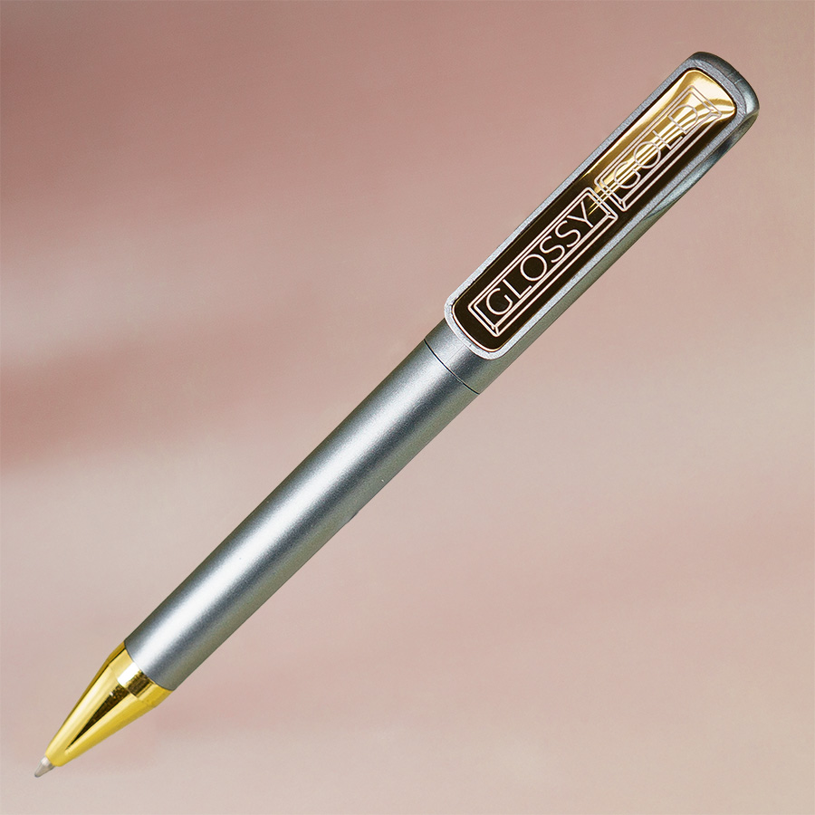 Ручка шариковая GLOSSY GOLD, серебристый/золотой, пластик, металл