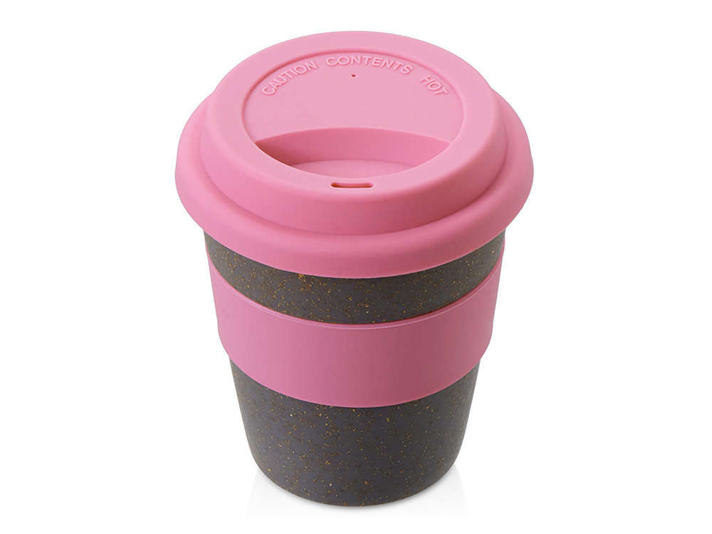 Стакан с силиконовой крышкой Cafe, dust pink, пыльная роза, серый