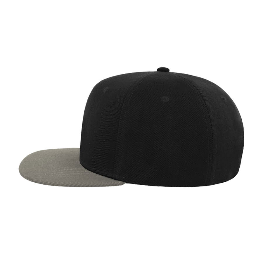 Бейсболка "SNAP BACK", 6 клиньев, пластик. застежка, черный с серым, 100% п/э,100% х/б, 400 гр/м2