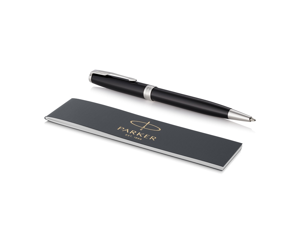 Ручка шариковая Parker Sonnet Core Black Lacquer CT, черный/серебристый, черный, серебристый