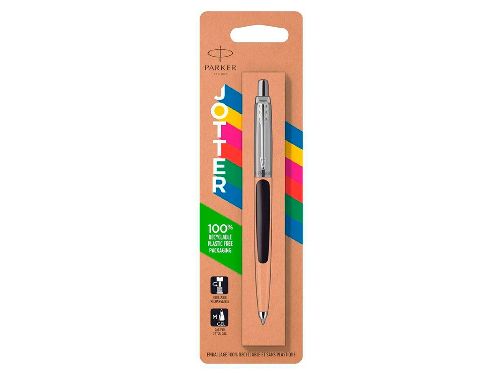 Шариковая ручка Parker Jotter ORIGINALS BLACK, стержень: M blue В ЭКО-УПАКОВКА, черный, серебристый