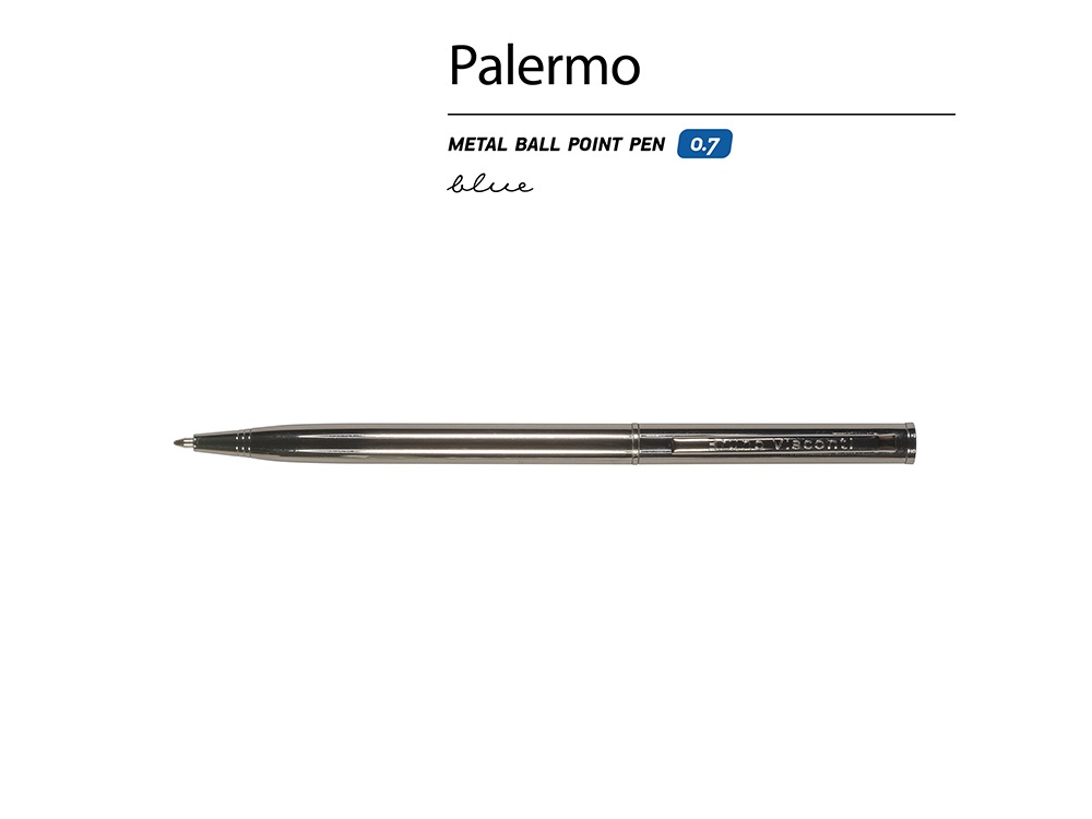 Ручка шариковая автоматическая BrunoVisconti® PALERMO цвет корпуса вороненая сталь, 0.7 мм, стальной