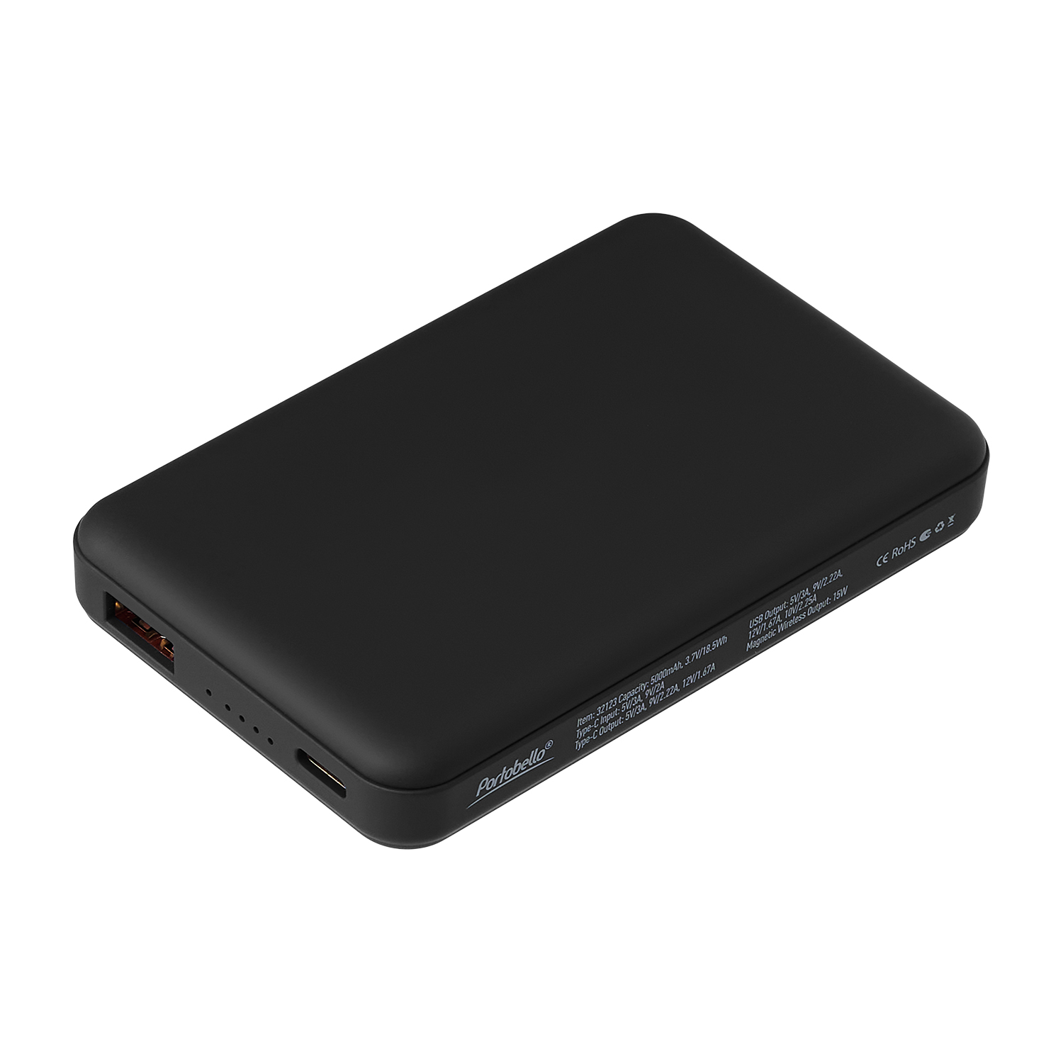 Внешний аккумулятор Largo PD 5000mAh с функцией беспроводной зарядки 15W, черный