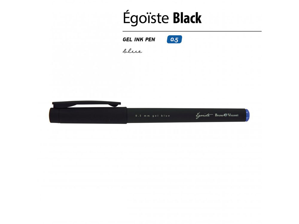 Ручка Egoiste.BLACK гелевая в черном корпусе, 0.5мм, синяя, черный