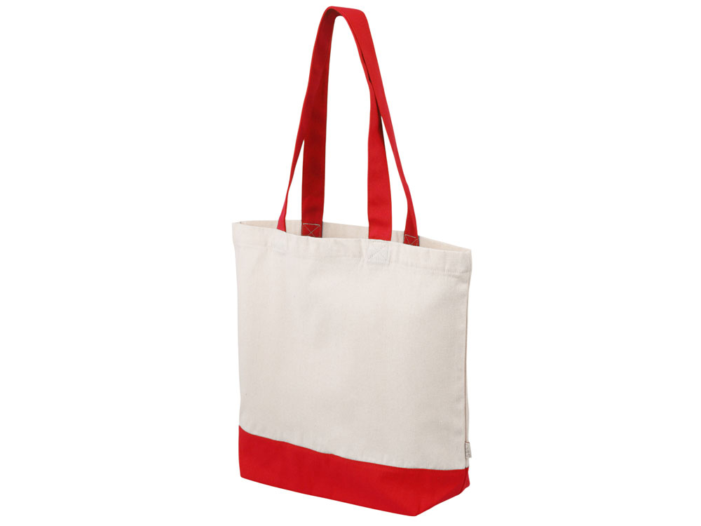 Сумка для шоппинга Cotton из переработанного хлопка 280 г, красный, натуральный, красный