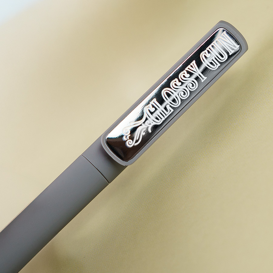 Ручка шариковая GLOSSY GUN с покрытием soft touch, серый/темно-серый, пластик, металл