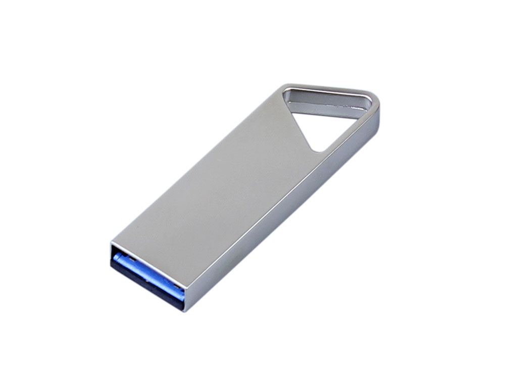 USB 2.0-флешка на 128 Гб с мини чипом, компактный дизайн, отверстие треугольной формы для цепочки, серебристый