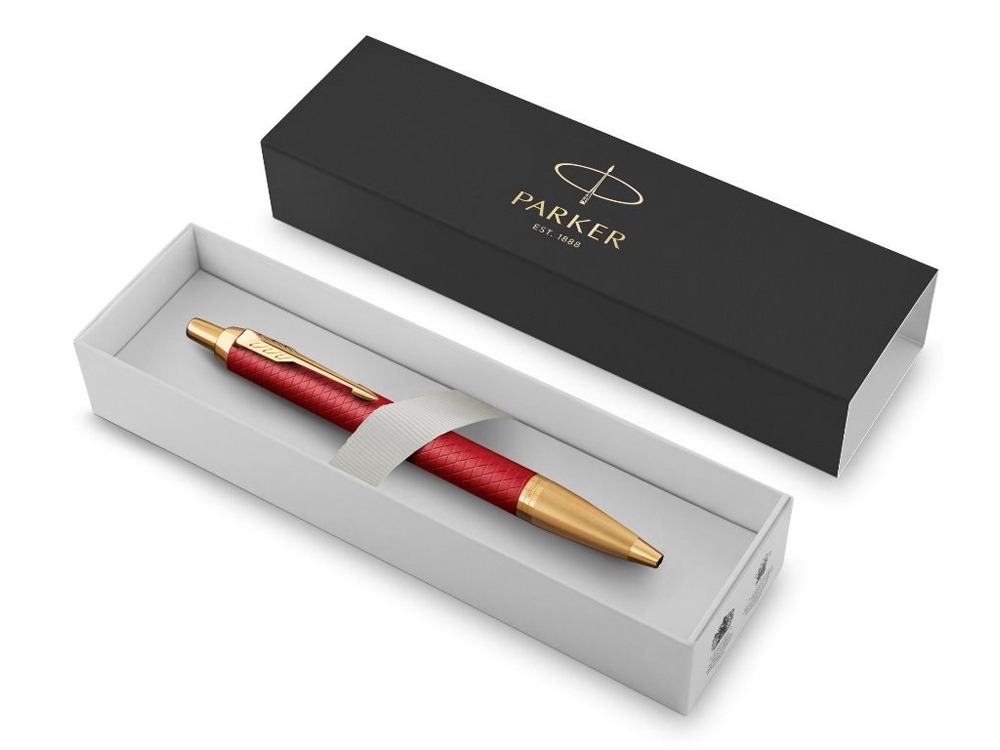 Шариковая ручка Parker IM Premium K318  Red GT, стержень: M, цвет чернил: blue, в подарочной упаковке., красный, золотистый