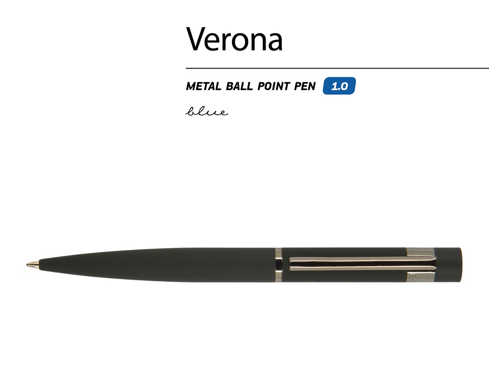 Ручка шариковая автоматическая BrunoVisconti VERONA цвет корпуса черный, soft-touch, 1 мм, синяя