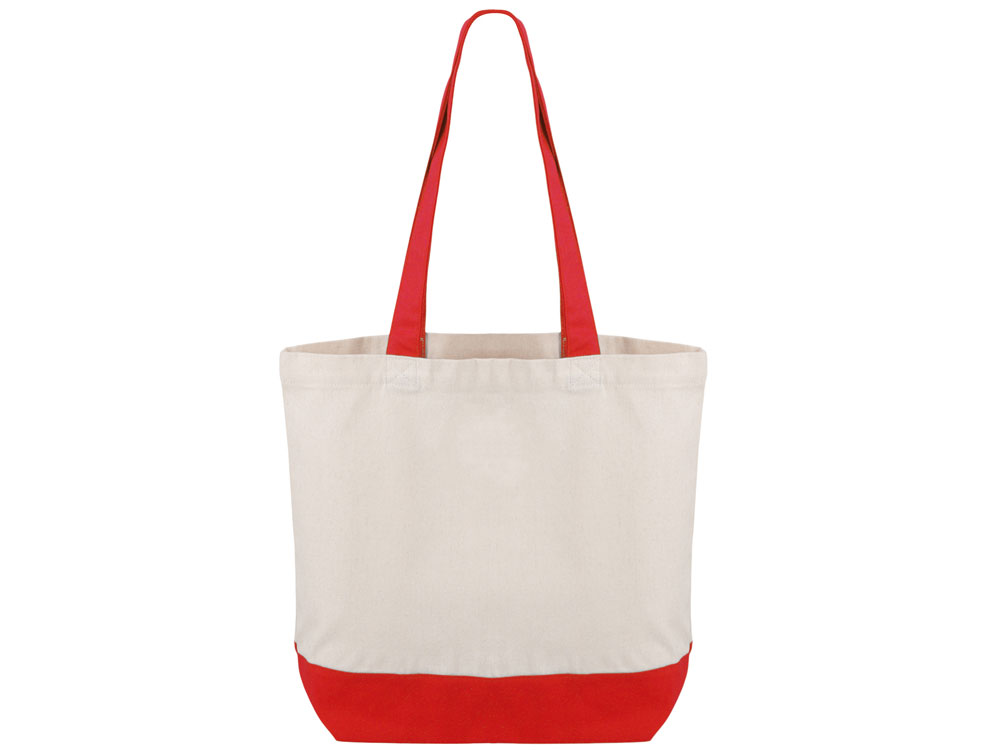 Сумка для шоппинга Cotton из переработанного хлопка 280 г, красный, натуральный, красный