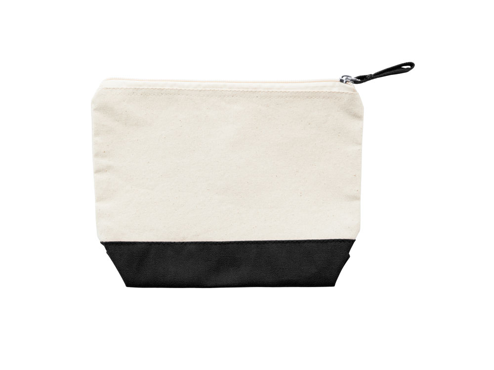 Косметичка DOEL из хлопка плотностью 280 г/м2, бежевый/черный, бежевый, черный