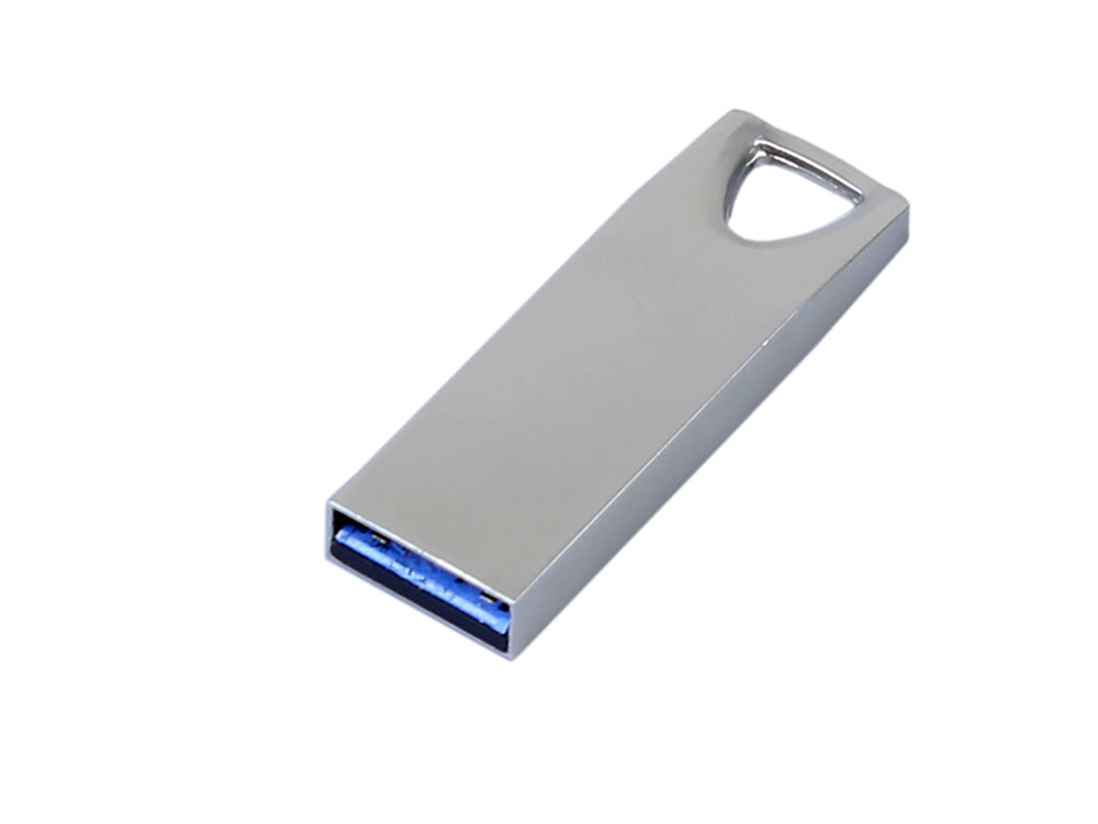 USB 2.0-флешка на 4 Гб с мини чипом, компактный дизайн, стильное отверстие для цепочки, серебристый