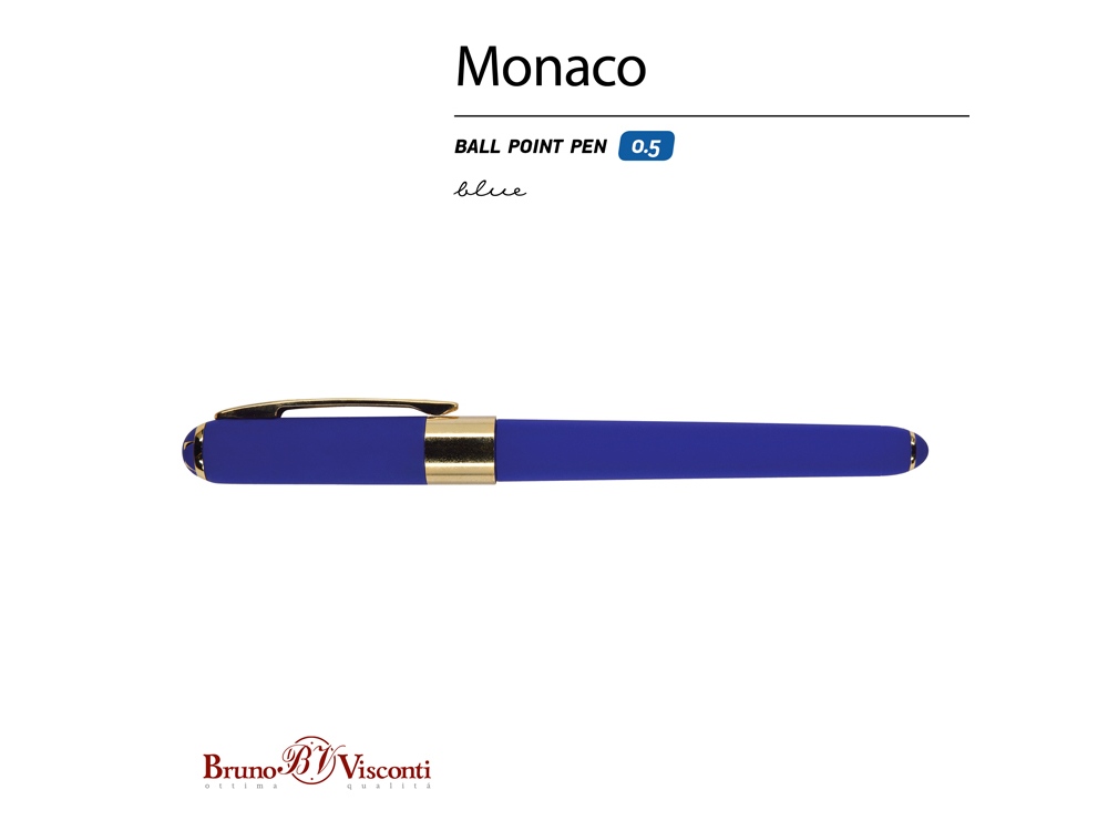 Ручка пластиковая шариковая Monaco, 0,5мм, синие чернила, сине-фиолетовый, синий