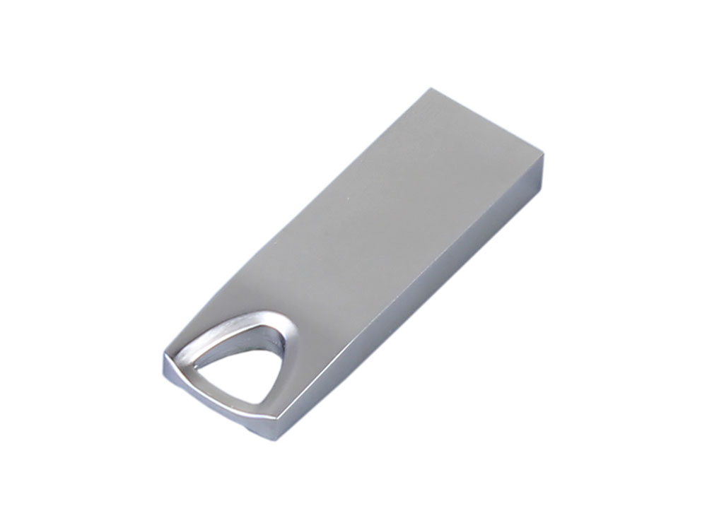 USB 2.0-флешка на 32 Гб с мини чипом, компактный дизайн, стильное отверстие для цепочки, серебристый