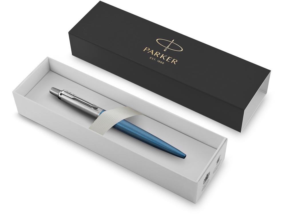 Шариковая ручка Parker Jotter Essential, Waterloo Blue CT, стержень: Mblue, голубой, серебристый