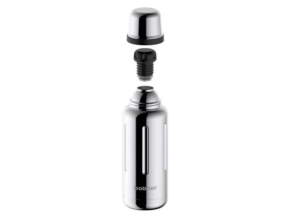 Термос для напитков, вакуумный, бытовой, тм bobber. Объем 1 литр. Артикул Flask-1000 Glossy, серебристый
