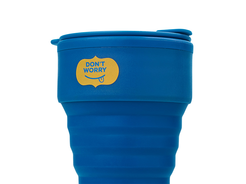 Силиконовый складной стакан GoCup, синий индиго, тампопечать