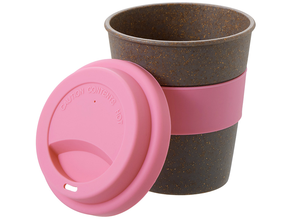 Стакан с силиконовой крышкой Cafe, dust pink, пыльная роза, серый