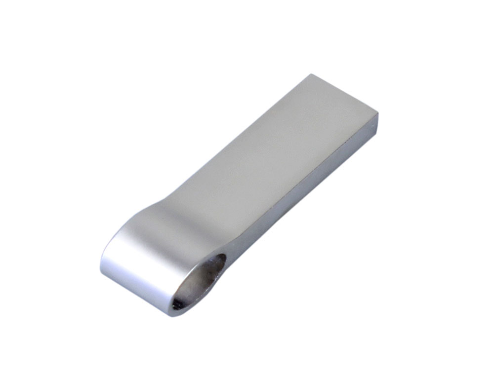 USB 2.0-флешка на 32 Гб с мини чипом, компактный дизайн, боковое отверстие для цепочки, серебристый