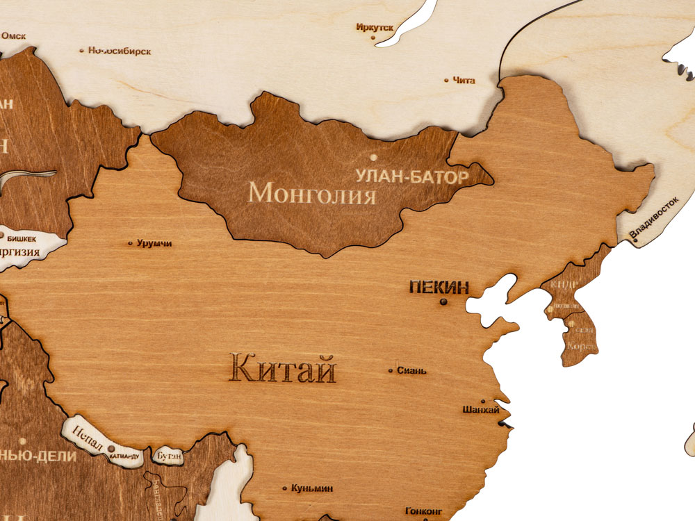 Интерьерная карта мира World (натуральный, коричневый)