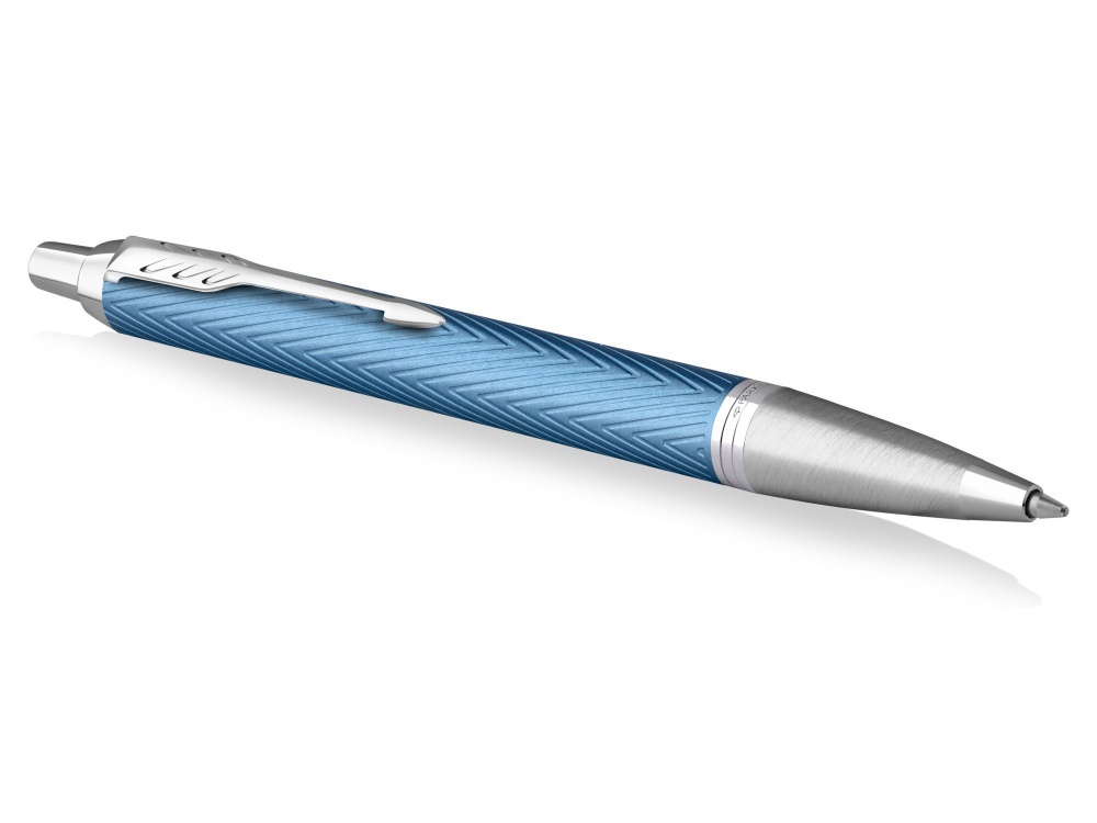 Шариковая ручка Parker IM Premium K318  Blue Grey CT, стержень: M, цвет чернил: blue, в подарочной упаковке., голубой, серебристый