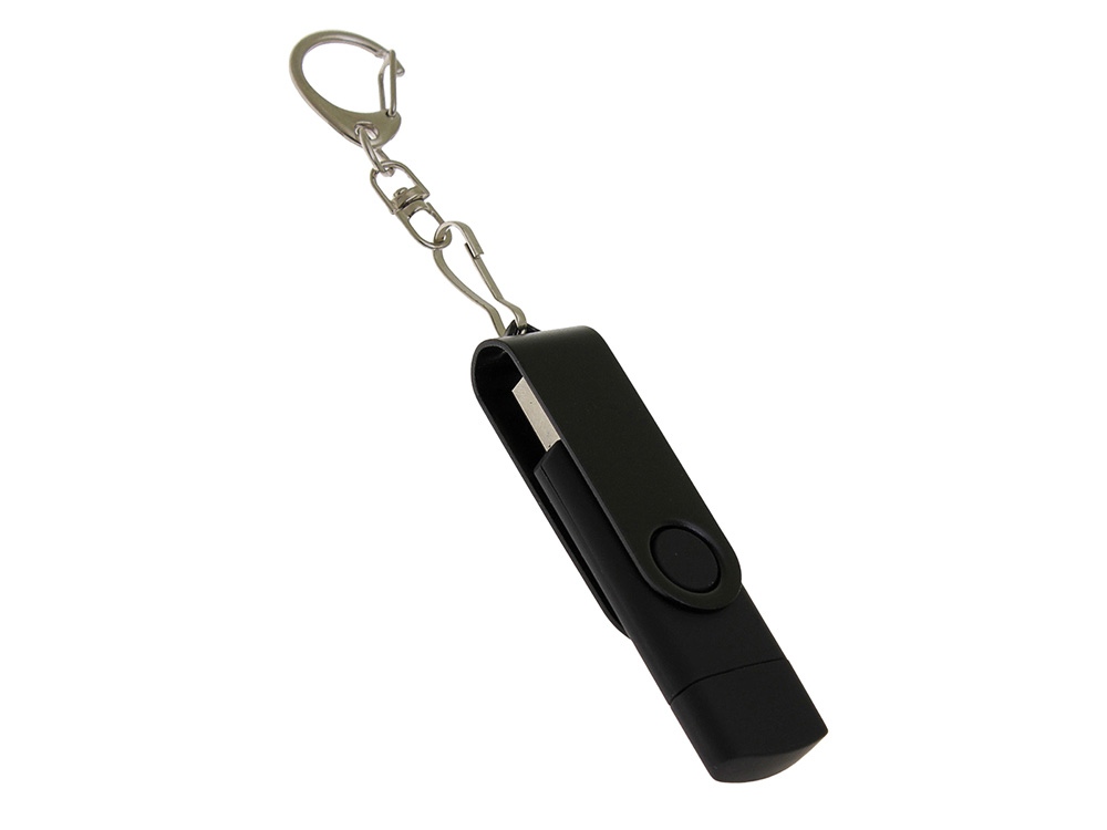 USB 3.0- флешка на 64 Гб с поворотным механизмом и дополнительным разъемом Type-C