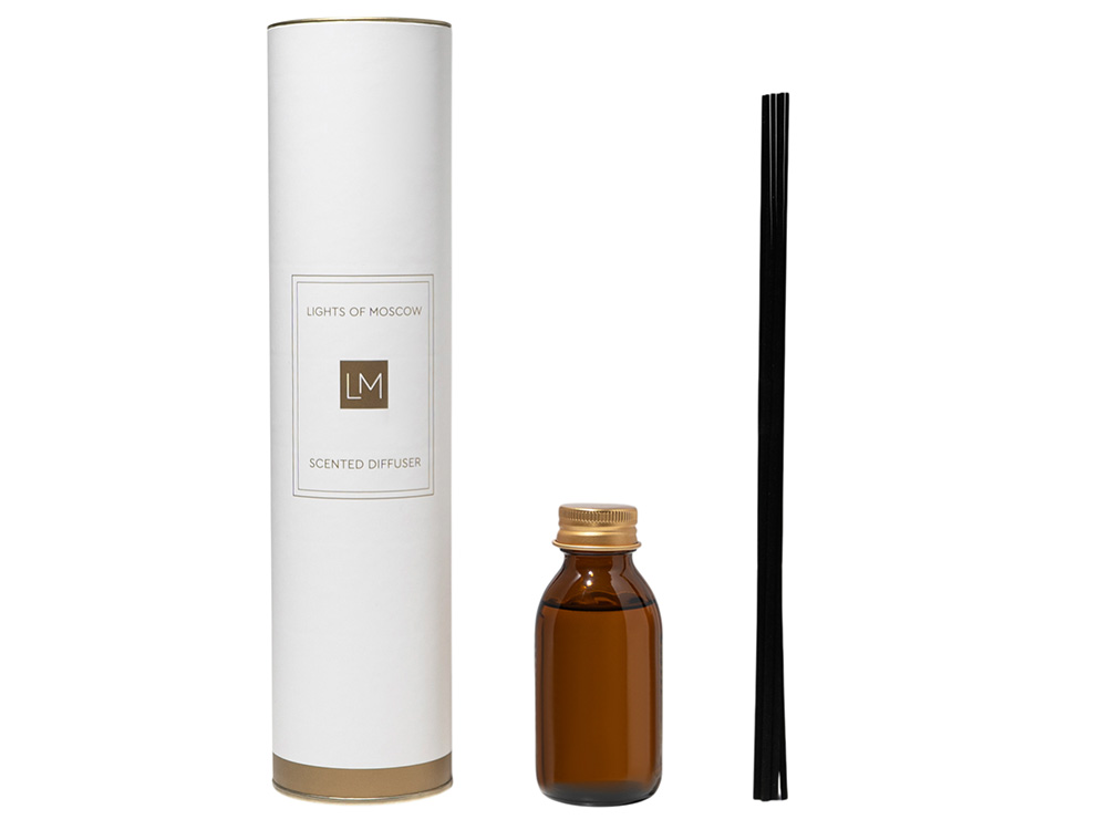 Ароматический диффузор с палочками, Россо: апельсин и клубника, дуб, 100 мл (без лого LM), коричневый