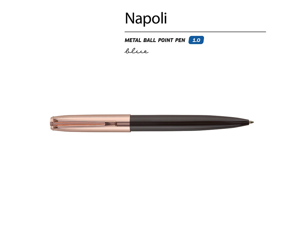Ручка металлическая шариковая Napoli, коричневый/розовое золото, коричневый, золотистый
