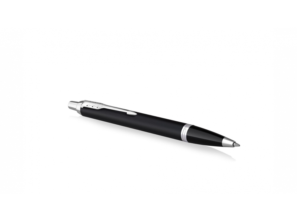 Шариковая ручка Parker IM Mat Black CT лак матовый, стержень: M, цвет чернил: blue, в подарочной упаковке., черный, серебристый