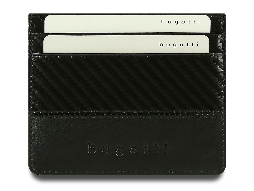 Портмоне для кредитных карт BUGATTI КОМЕТА | COMET, с защитой данных RFID, черное, натуральная воловья кожа, 10,2х0,2х8,2 см