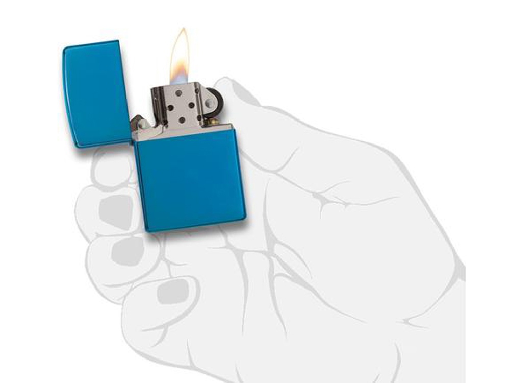 Зажигалка ZIPPO Classic с покрытием Sapphire™, латунь/сталь, синяя, глянцевая, 38x13x57 мм, синий