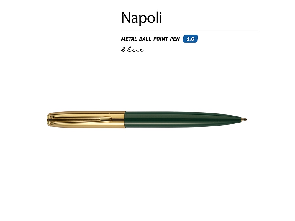 Ручка металлическая шариковая Napoli, зеленый/золотистый, зеленый, золотистый