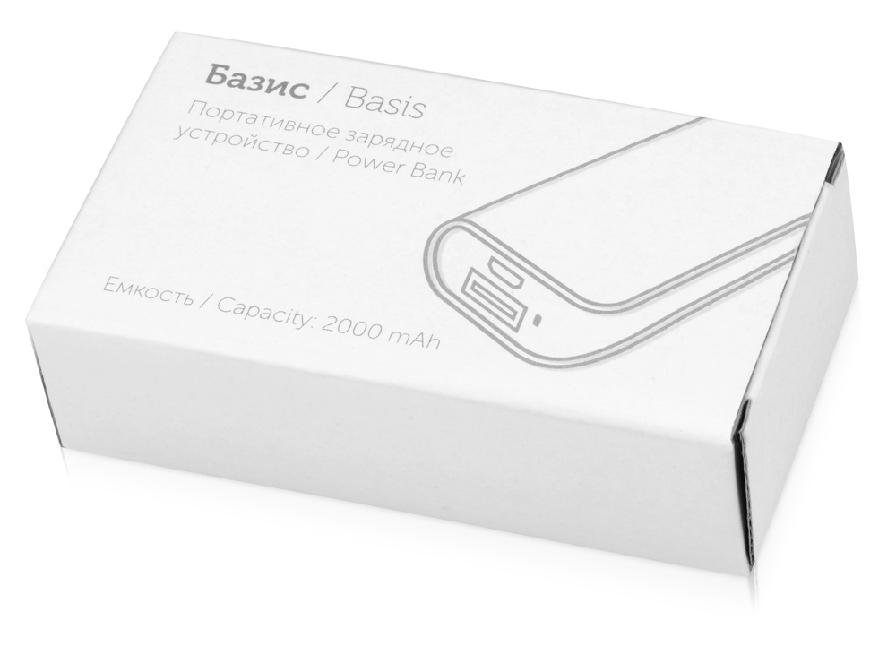 Портативное зарядное устройство (power bank) Basis, 2000 mAh, белый/светло-голубой, белый, голубой