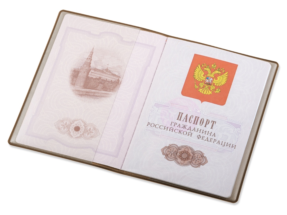 Классическая обложка для паспорта Favor, бежевая, серый меланж