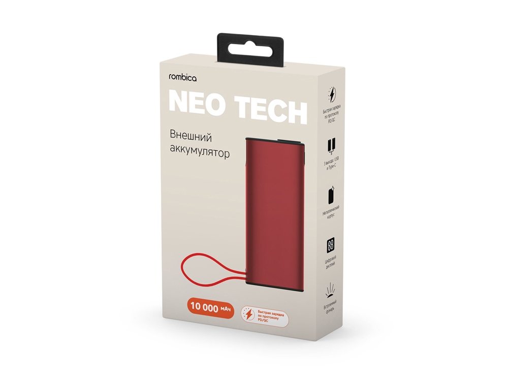 Внешний аккумулятор Rombica NEO Tech Red, красный