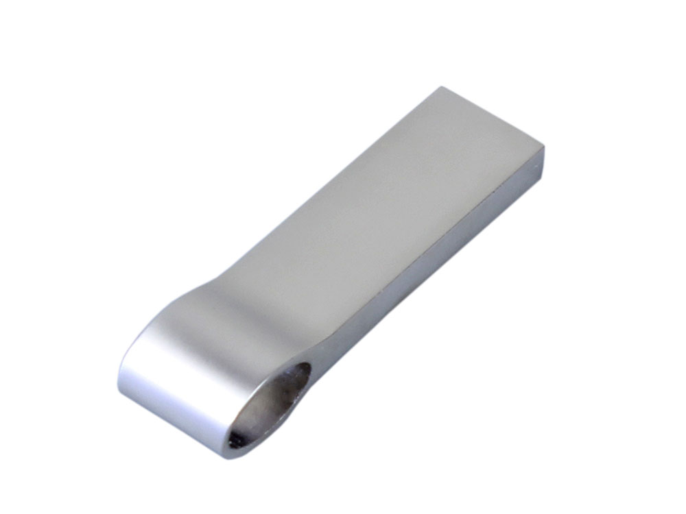 USB 3.0-флешка на 32 Гб с мини чипом, компактный дизайн, боковое отверстие для цепочки, серебристый