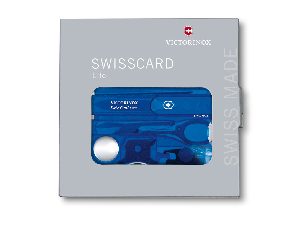 Швейцарская карточка VICTORINOX SwissCard Lite, 13 функций, полупрозрачная синяя, синий прозрачный