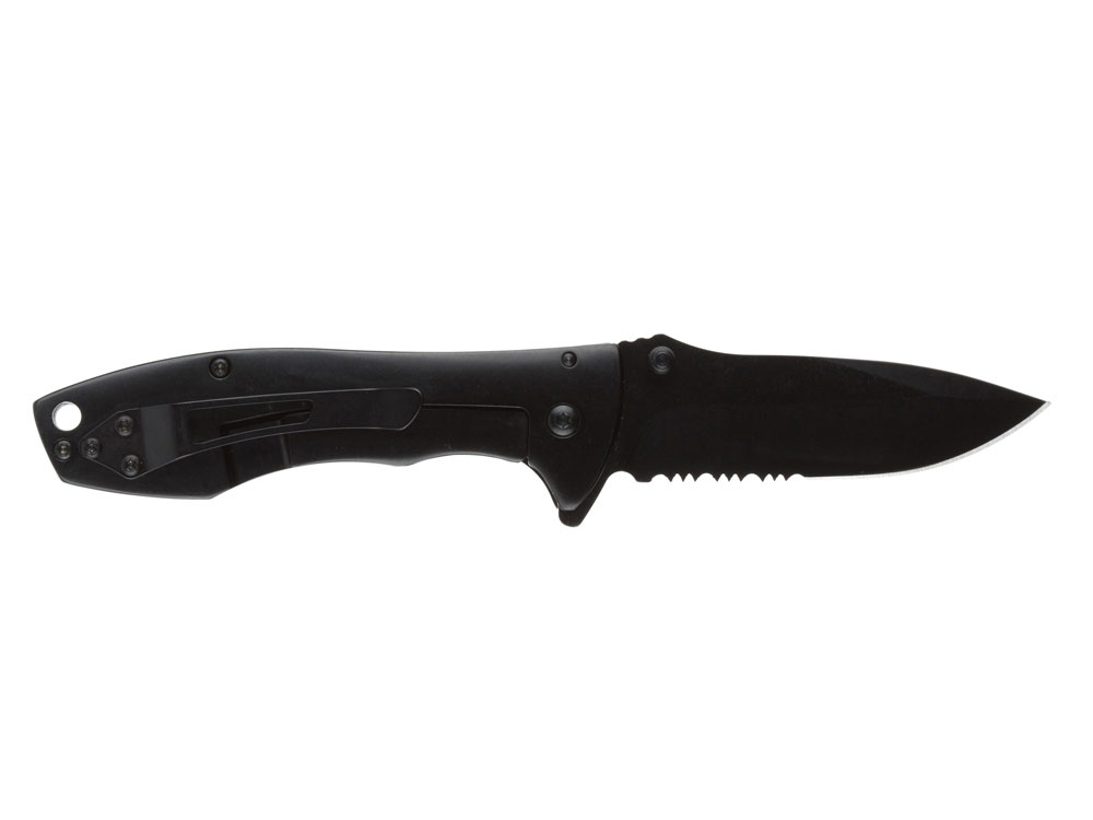 Нож складной Stinger, 80 мм, (чёрный), материал рукояти: сталь/алюминий (чёрный), черный