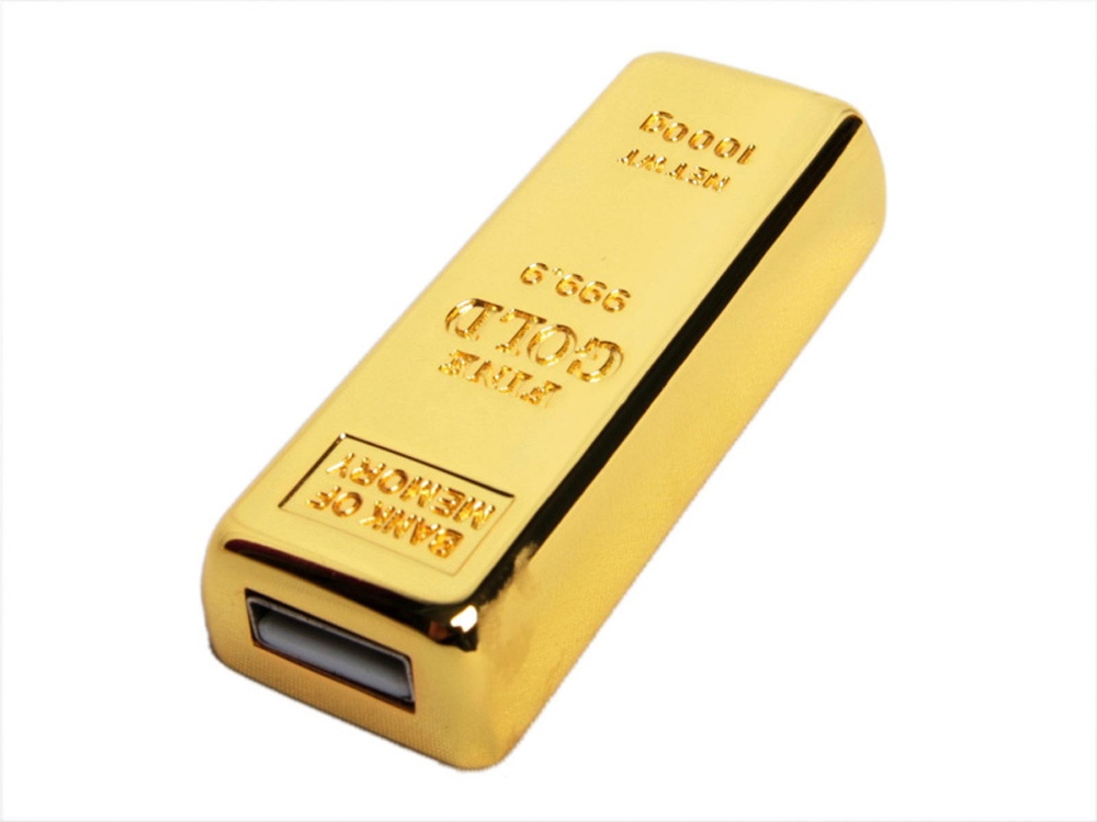 USB-флешка на 128 Гб в виде слитка золота, золотой, золотистый