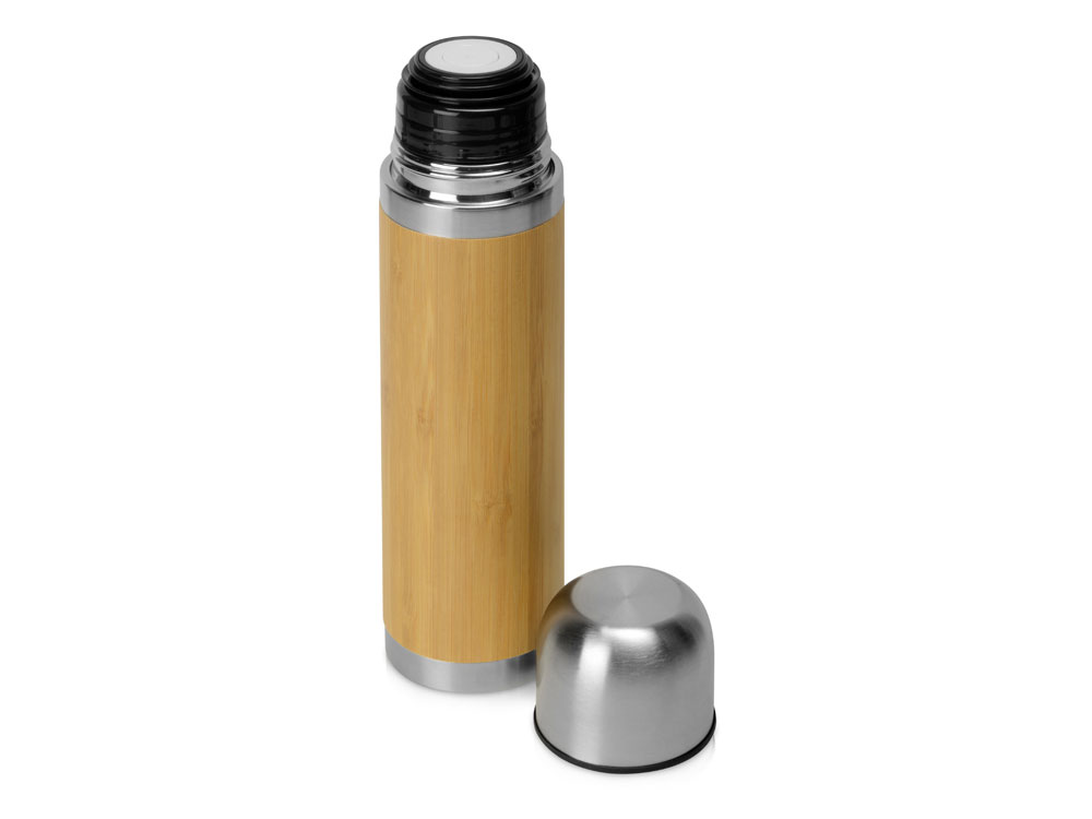 Вакуумный термос из бамбука Ямал Bamboo (натуральный, серебристый)