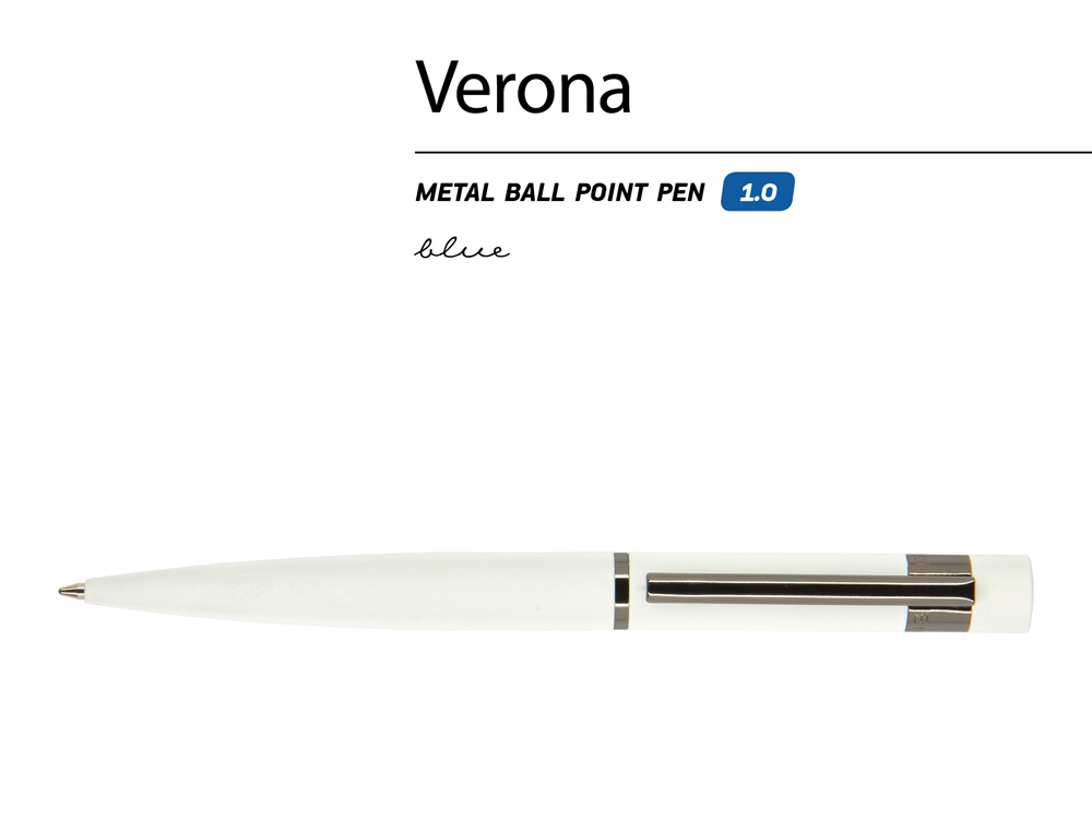 Ручка шариковая автоматическая BrunoVisconti VERONA цвет корпуса белый, soft-touch, 1 мм, синяя
