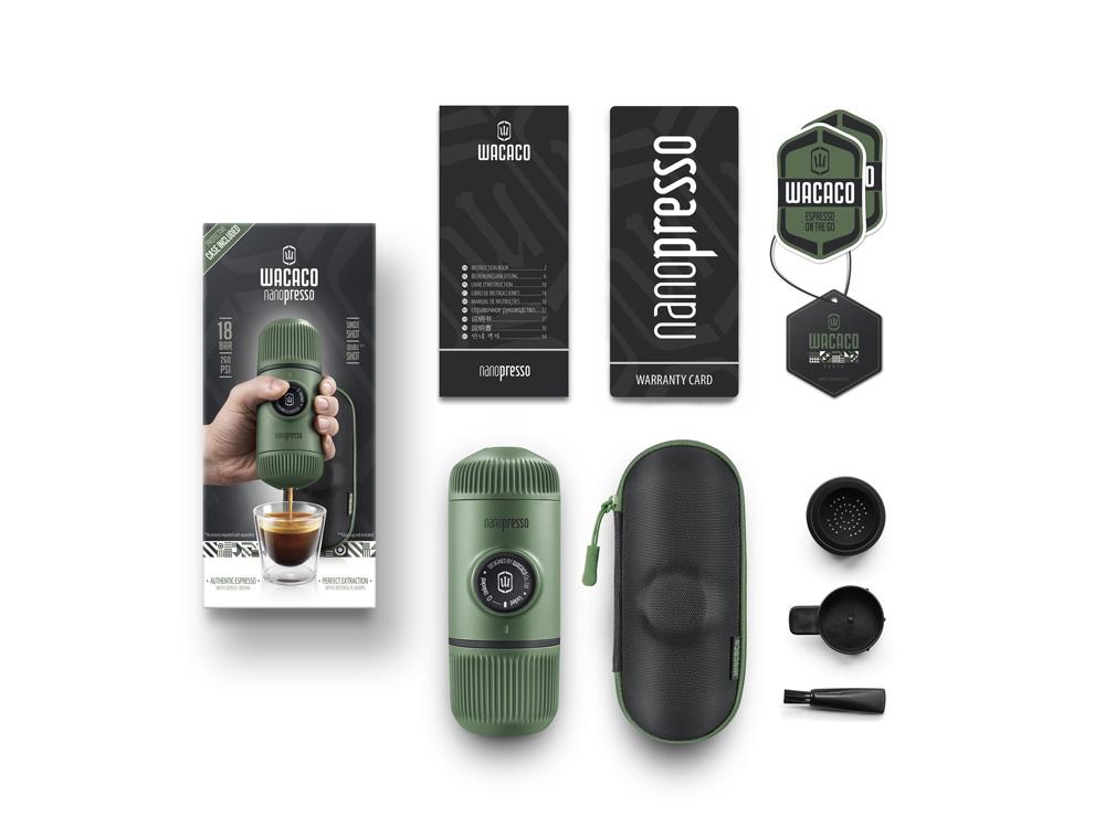 Ручная мини-кофемашина (WACACO Nanopresso) WCCMSGR (Ручная мини-кофемашина цв. Moss Green), зеленый