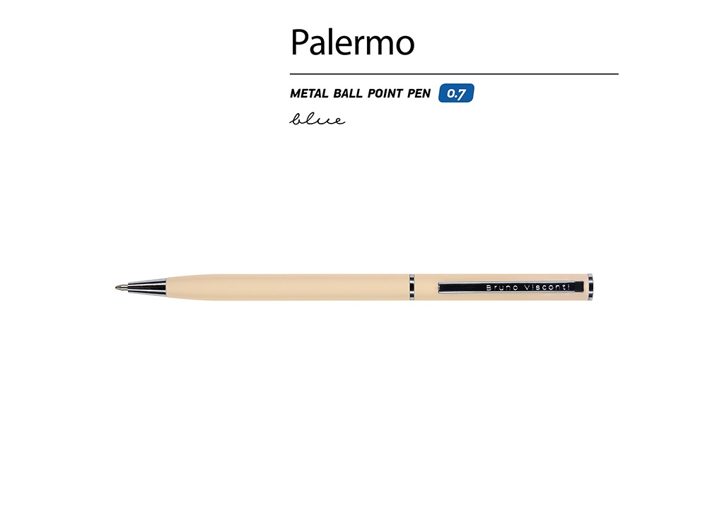 Ручка шариковая автоматическая BrunoVisconti® PALERMO цвет корпуса пудровый, soft-touch, 0.7 мм, розовый