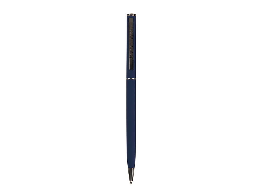 Ручка шариковая автоматическая BrunoVisconti® PALERMO цвет корпуса темно-синий, soft-touch, 0.7 мм, темно-синий, серебристый
