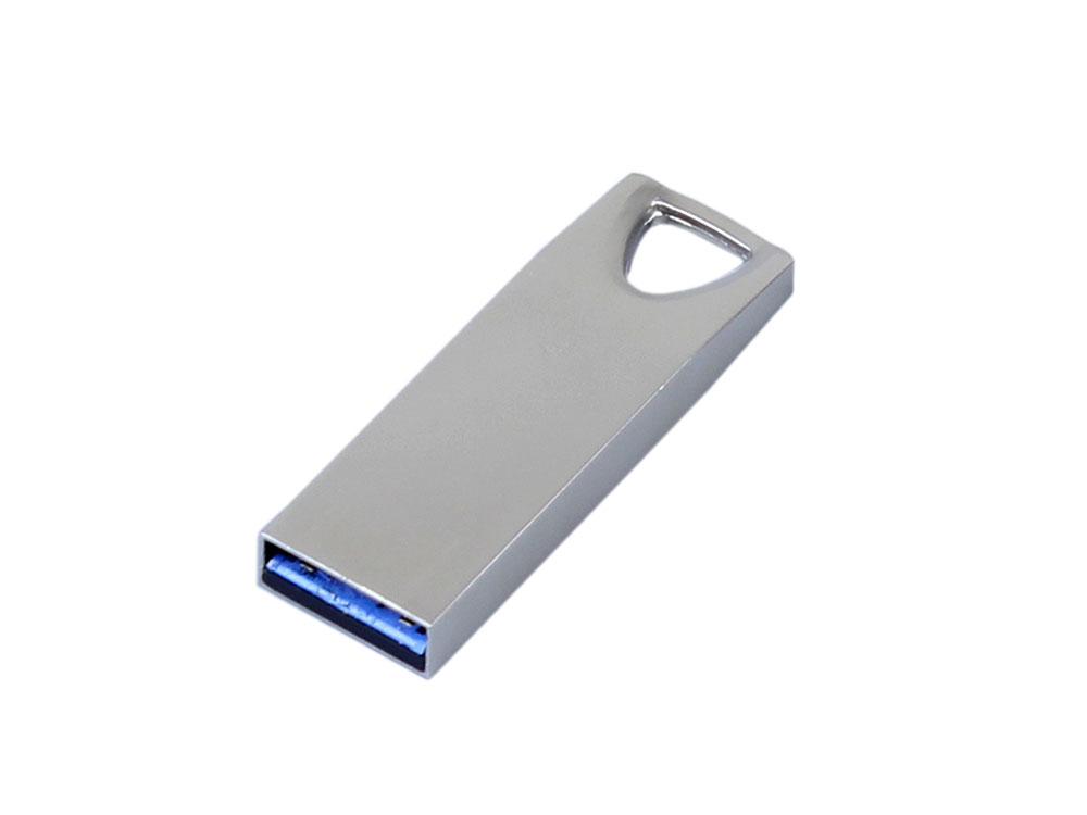 USB 2.0-флешка на 16 Гб с мини чипом, компактный дизайн, стильное отверстие для цепочки, серебристый