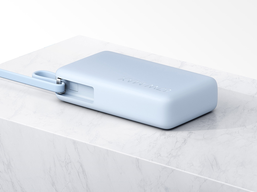 Внешний аккумулятор со встроенным кабелем Xiaomi 67W Power Bank 10000 (Integrated Cable) Ice Blue, голубой