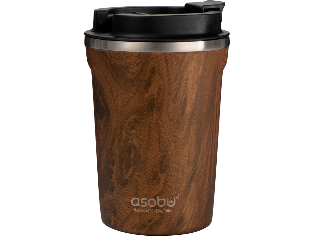 Термокружка CAFe COMPACT, 380 мл, wood, коричневый