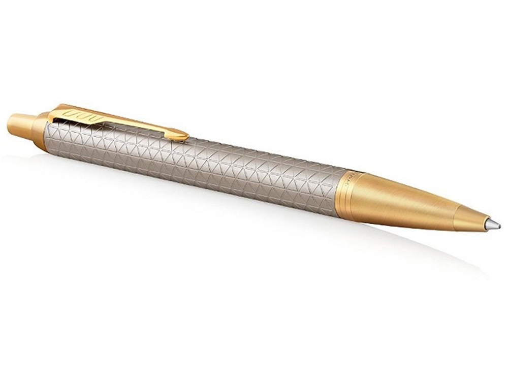 Шариковая ручка Parker IM Premium Warm Silver (grey)  GT, стержень: M, цвет чернил: blue, в подарочной упаковке., серый, золотистый, серебристый