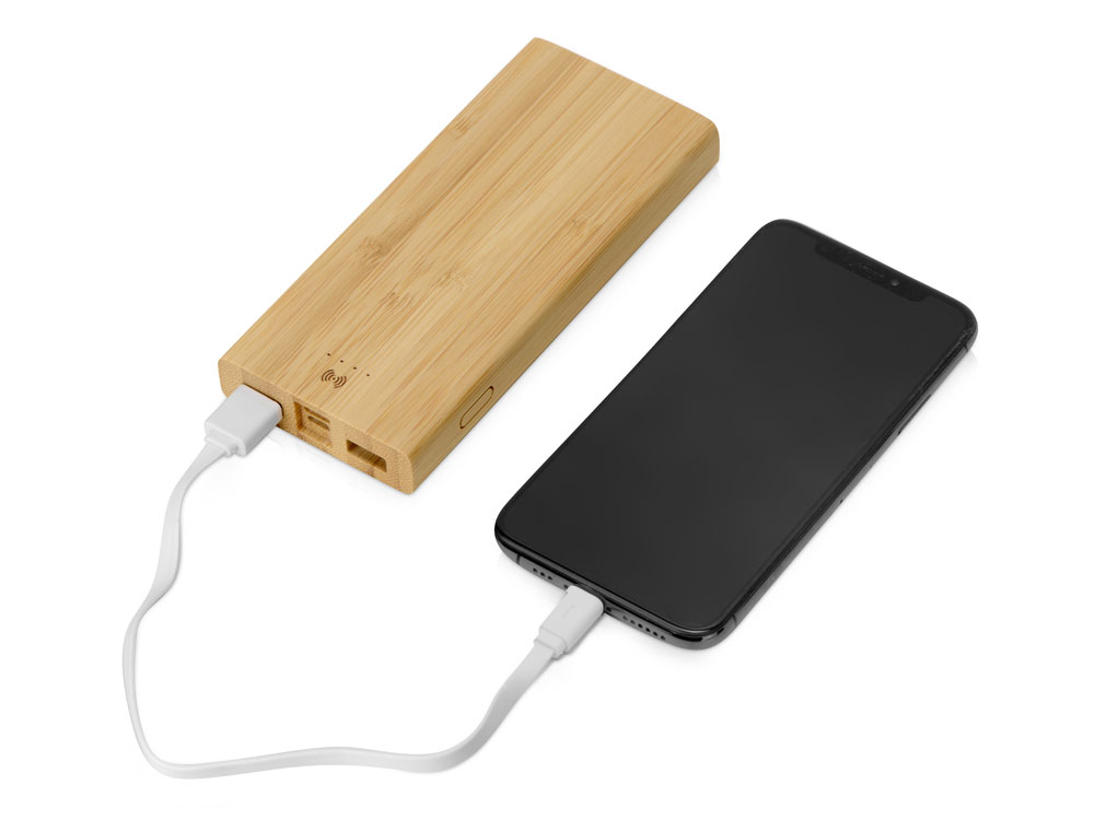 Внешний беспроводной аккумулятор из бамбука Bamboo Air, 10000 mAh (натуральный)