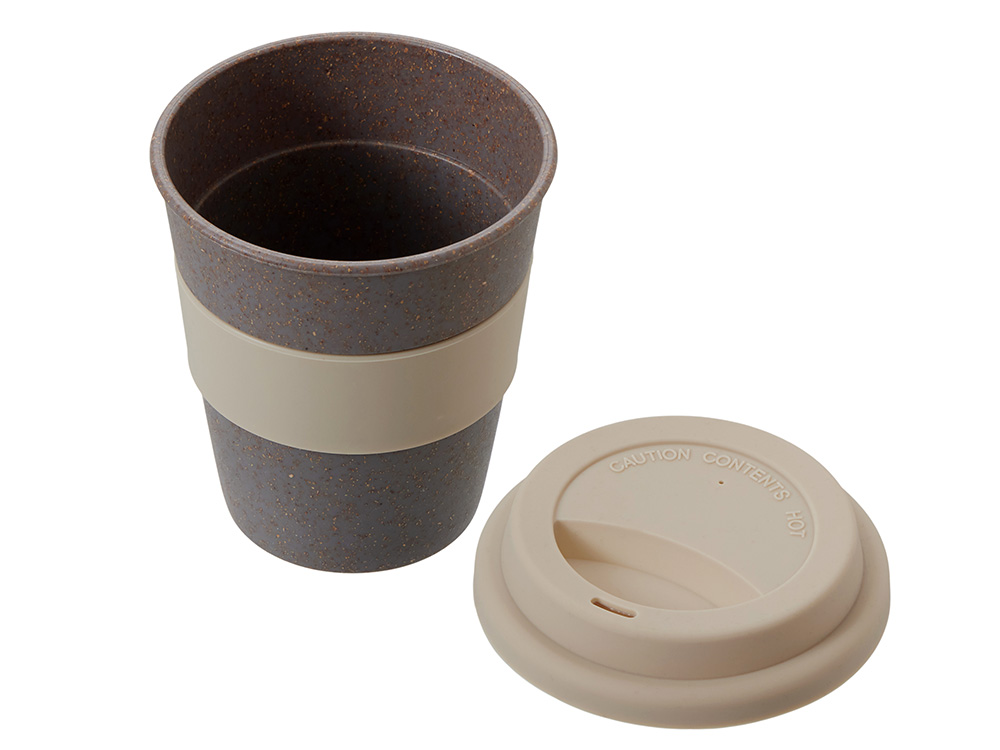 Стакан с силиконовой крышкой Cafe, beige, бежевый, серый